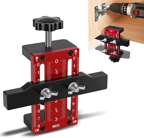 Cabinet Door Installation Positioner Jig Aluminium Alloy Cabinet Door Mounting Jig for Easy Door Support and Alignment Woodworking Tools Drilling Holding Clip for Quick and Accurate Setup