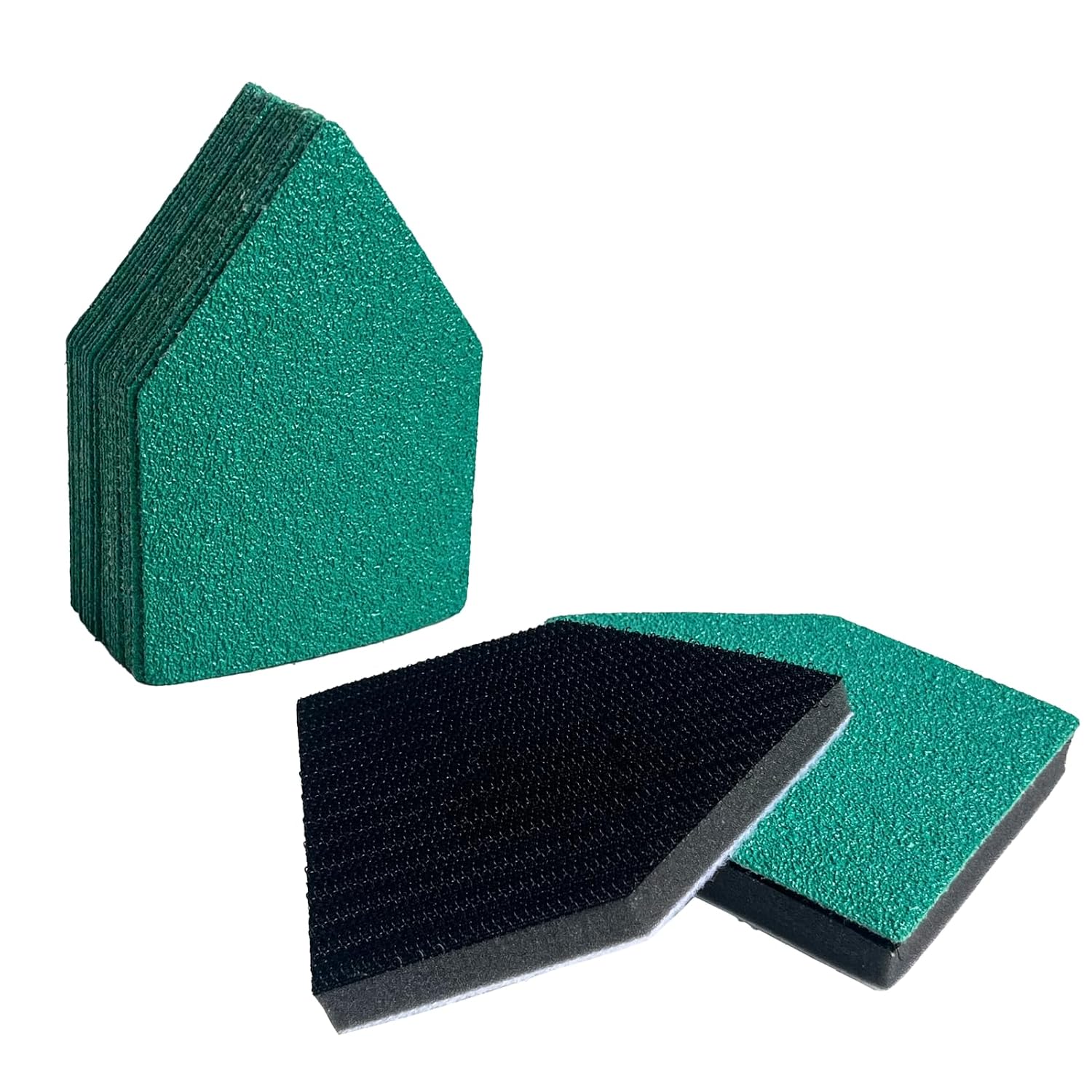 50Pcs 90mm x 65mm Triangle Sanding Sheet, Fits Milwaukee M12 Fuel Sanders, 60/80/120/240/400 Grit, Hook & Loop Film Sandpaper, Detail Sander Sandpaper and 2 Sanding Interface Pads (80pcs(Mixed Grit))