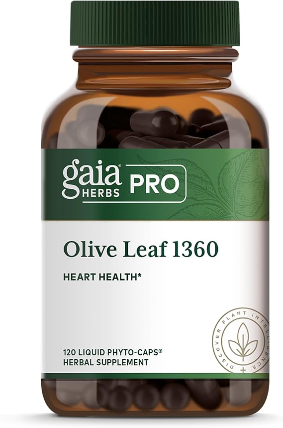 GAIA HERBS PRO Olive Leaf 1360 - Supports Immune System & Heart Health* - Concentrated Single-Herb Formula - with Oleuropein - Gluten-Free - 120 Liquid Phyto-Caps (60 Servings)