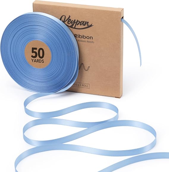 Keypan Blue Satin Ribbon, 3/8 Inch, 50 Yards
