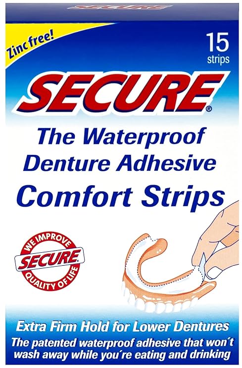 Secure Denture Adhesive Comfort Strips 15 Ct