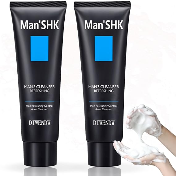 2PCS Men's Face Wash,Gentle Hydrating Daily Facial Cleanser Wash for Men,Deep Cleansing Long Lasting Moisturizing Face Wash Men's Skincare,Skin-Friendly Travel Size Mens Face Wash for All Skin Type