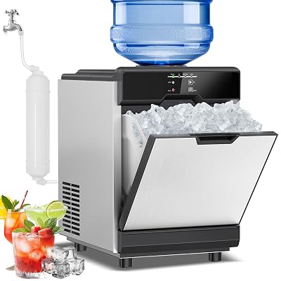 Nugget Ice Maker Countertop, 40 LBSDay with 10 LBS Storage Bin, FreestandingCountertop Ice Maker Machine Stainless Steel, Soft Chewable Pellet Ice Machine for Home Bar Kitchen Office, Self-Cleaning