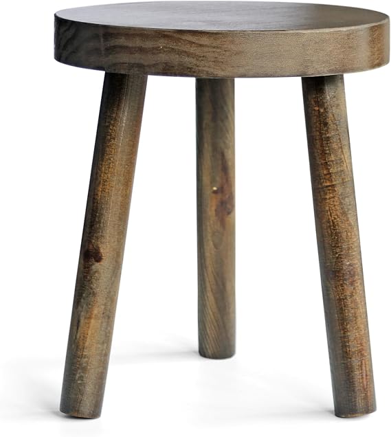 Eden Creations Wooden Stool - Ideal Side Table for Living Room, Indoor Plant Stand, Small Bedside Table or Bathroom Table, Mini Table(35cm)