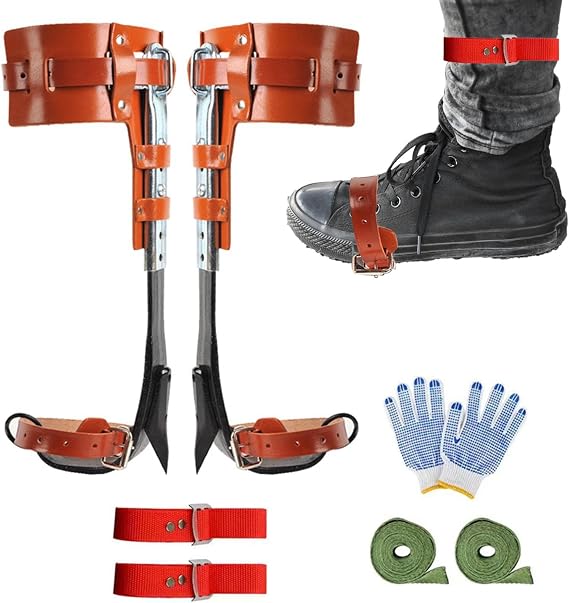 Tree Climbing Spikes Set for Shoes & Boots - Leather Climbing Gear, Foot Tie Tool for Indoor/Outdoor Sports, Ultimate Tree Climbing Equipment