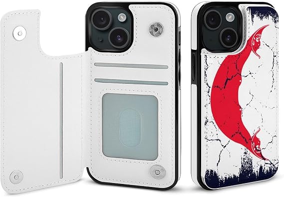 for iPhone 15 Wallet Case with Card Holder, TPU Leather Card Slots Shockproof Back Flip Kickstand Protective Case for iPhone 15, Rapa Nui Flag Grunge Design