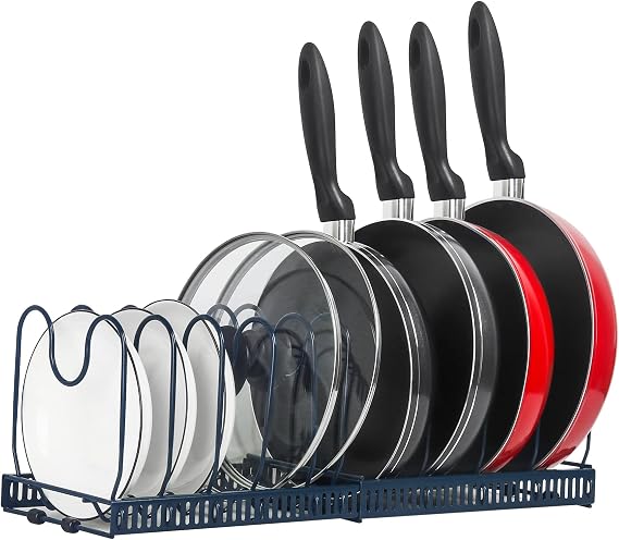ROOHUA Pot and Pan Lid Organizer Rack for Under Cabinet, 12"-23" Expandable