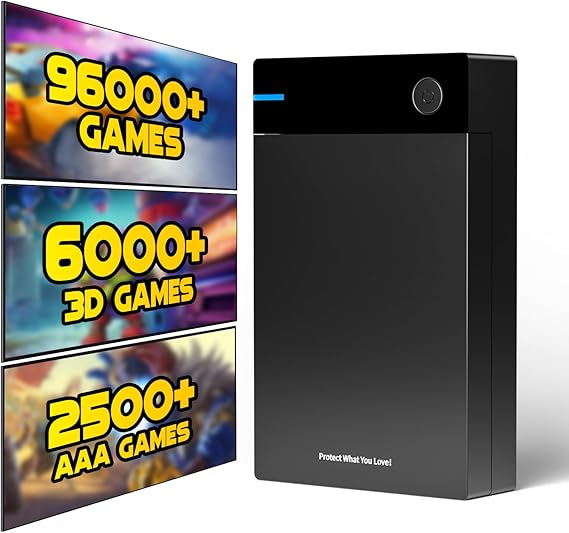 Kinhank 12TB HDD Retro Gaming Hard Drive with 96000+ Classic Games, Include 6000+ 3D Games, USB 3.0, 12tb External Portable Game Hard Drive Disk for Win 7/8/10/11