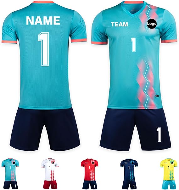 Custom Football Jerseys for Adult Kids Men Women Youths Personalised Football Uniform Shirt and Shorts with Number Name Logo Team