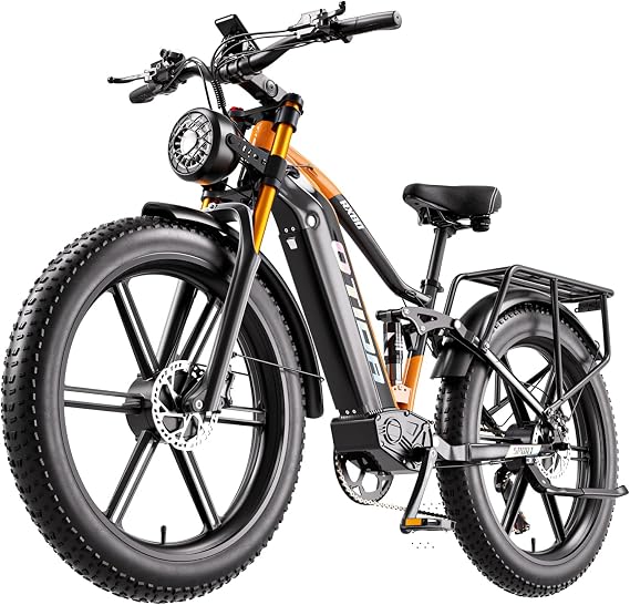 Peak 3000W Dual Motors Electric Bike for Adults 32MPH with 48V 20Ah Removable Battery,26" x 4" Fat Tire Full Suspension Ebike with Hycraulic Dual Brakes, Aluminum Frame Mountain E-Bike