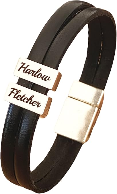 Store Personalized Mom Bracelet Children Name Leather Bracelet for Women Custom Engraved Mothers Day Gift