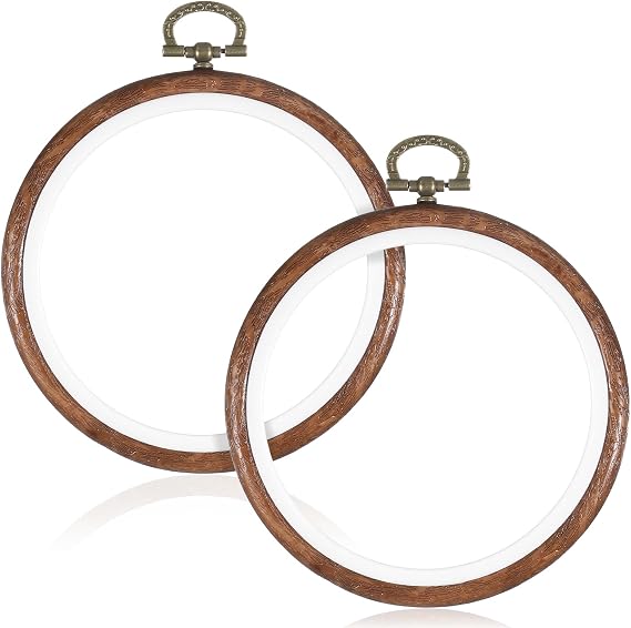 4 Inch Embroidery Hoop Set, 2 Pcs Small Embroidery Hoops Cross Stitch Hoops, Display Frame Embroideries Hoop for Craft Sewing and Hanging Decorations