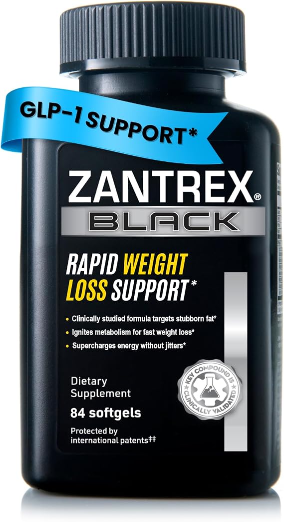 Zantrex Black Naturally Boost GLP-1 & Metabolism Support | Appetite Suppressant, Thermogenic Energy, Weight Loss Formula | 84 Pills