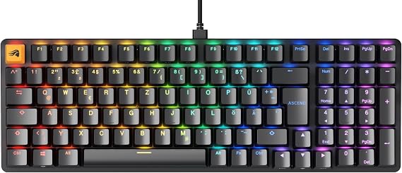 Glorious Gaming GMMK 2 Full Size (96%) – Mechanisches Gaming-Keyboard Aluminiumrahmen anpassbar Doubleshot-Kappen Glorious Fox Schalter tastenweise RGB Deutsch QWERTZ Layout - Schwarz