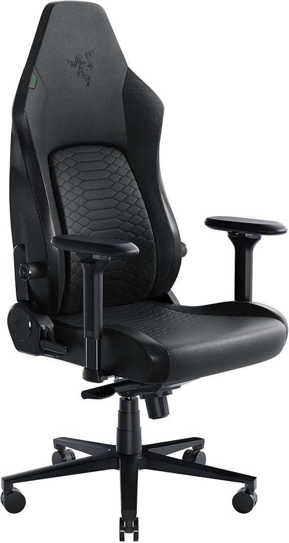 Razer Iskur V2 Black Gaming Chair, Movable Lumbar Support, High Density Foam Cushion, 4D Armrest, Head Cushion Included, EPU Grade Synthetic Leather, Black Japanese Official Distributor