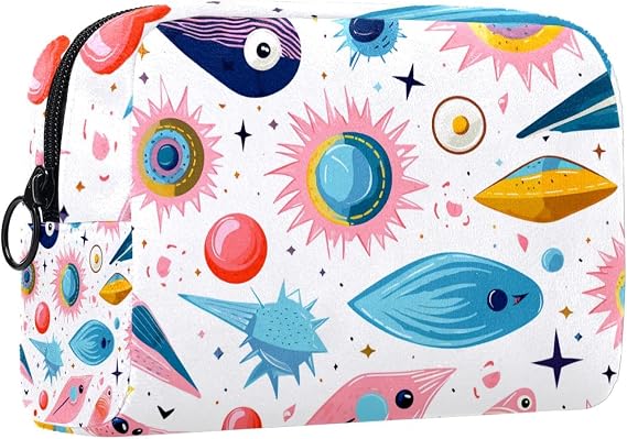 Makeup Bags for Women,Toiletry Bag for Men,Bird Sun Grass Cartoon,Travel Cosmetic Bag