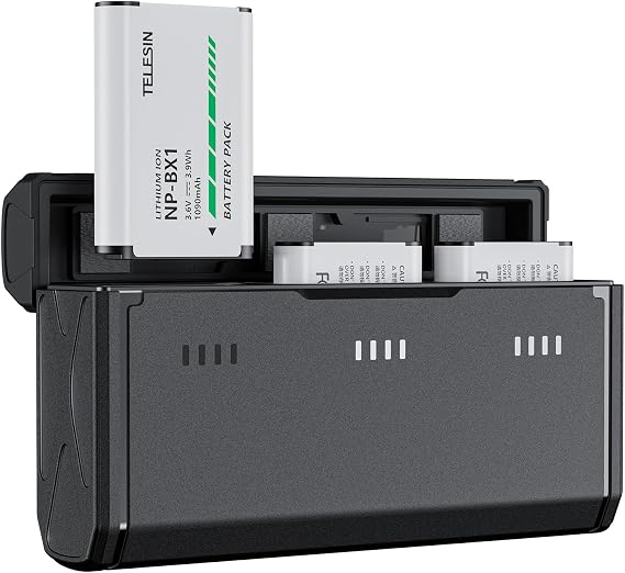 TELESIN 2 Pack NP-BX1 Battery and 3-Channel Battery Charger for Sony Camera