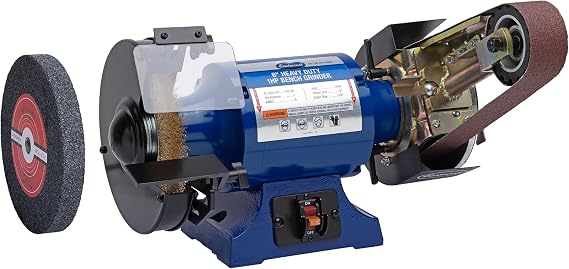 Eastwood Versa Grind 2 X 36 Belt Grinder Attachment and 1 HP Bench Grinder Kit | Industrial Grade High Precision Bench Grinder | Fits on Bench Grinders with a 5/8"D Shaft | 3450-3600 RPM Motor Speed