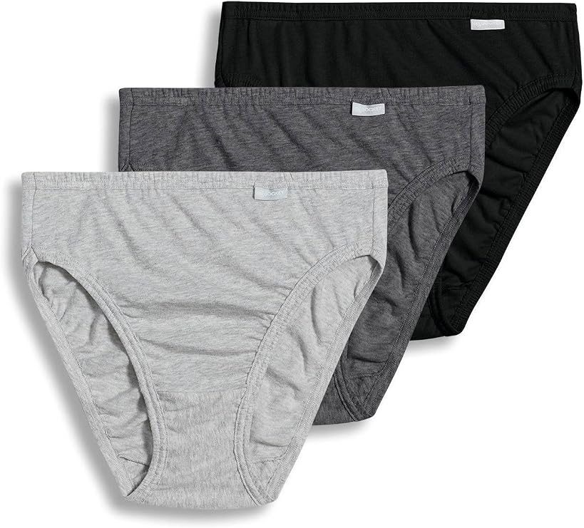 Jockey Women's Underwear Elance French Cut - 3 Pack, Grey Heather/Charcoal Heather/Black, 7
