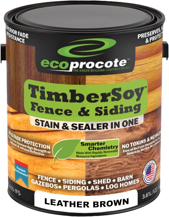 TimberSoy Wood Stain and Sealer in One - Non-Toxic, 1 Gallon, Leather Brown