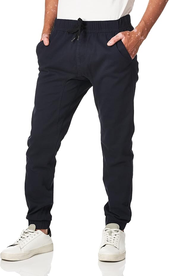WT Men's Jogger Pants in Basic Solid Colors and Stretch Twill Fabric Casual Pants