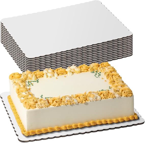 Fit Meal Prep 20 Pack 14x10 Rectangle Cake Boards Quarter Sheet Cake Board, Disposable Pizza, Desserts and Pastries Food Bottoms White Cardboard, Grease Proof and Moisture Resistant
