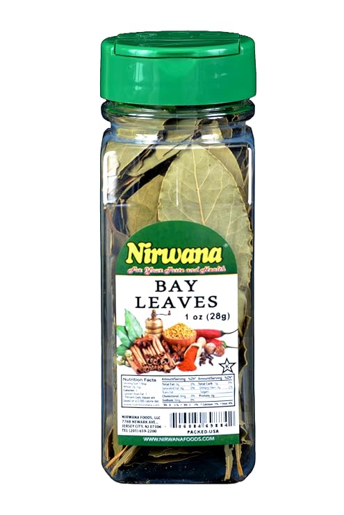 Bay Leaves Premium Quality Dried Herb for Cooking | Essential for Soups, Stews, Curry, Gumbo, and More | Perfect Pantry Staple for Gourmet Flavor 1 oz Jar by Nirwana