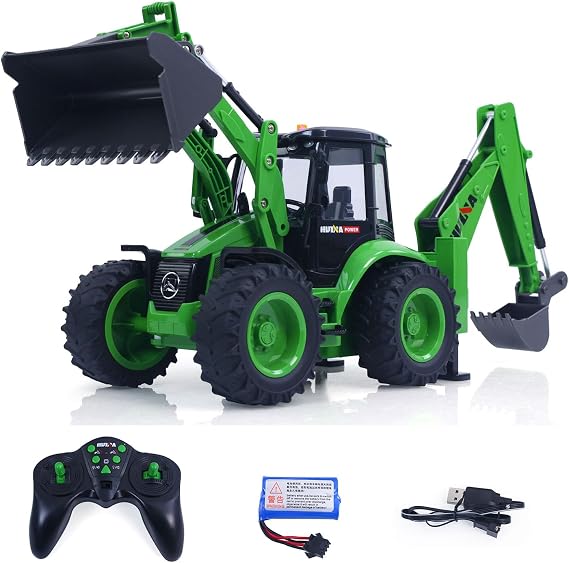 TOUCAN RC HOBBY US in Stock HUINA 1/14 Remote Control Backhoe Excavator 1579 2.4G 9CH RC Loader Model