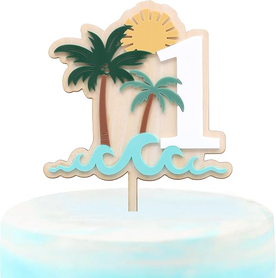 Wooden The Big One First Birthday Cake Topper,1st Birthday Ocean Surf Theme