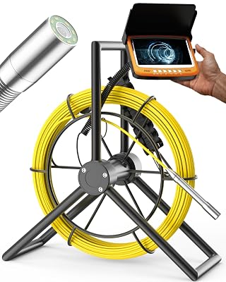 Sewer Camera 100ft, 0.67in17mm Probe Drain Camera, 4.3 Color Monitor Borescope Endoscope, Rechargeable Battery Duct Septic Chimney Pipe Inspection Camera Snake wDVR 16GB TF Card