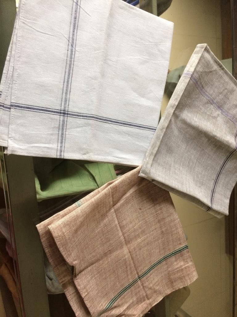 AMERCRAFTBAZAAR 5 Pcs Lot 44X 44 Size Khadi Cotton Hand Towels Face Towel Handkerchief Wrap Pure Handwoven Hand Spun Charkha Made Vegetable Organic Khadi Towels