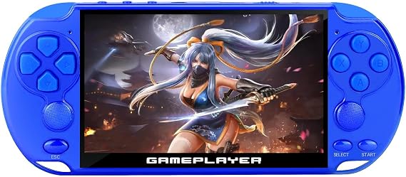 JXD Multifunctional Video Game Console 5.1 inch 7500 Free Retro Games Handheld Game Console Portable Pocket Children's Game Player Mini Arcade Emulator Device mp3/4 Holiday(Dblue)