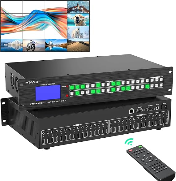 MT-VIKI Seamless 4K@60Hz HDMI Matrix Switcher 16X16, Support Video Wall/180 Rotation/EDID/WEBGUI/Audio Extraction