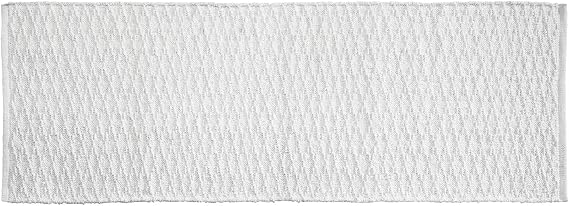 mDesign Soft 100% Cotton Luxury Hotel-Style Rectangular Spa Mat Rug, Plush Water Absorbent, Diamond Design - for Bathroom Vanity, Bathtub/Shower, Machine Washable - Long Runner, 60" x 21" - White