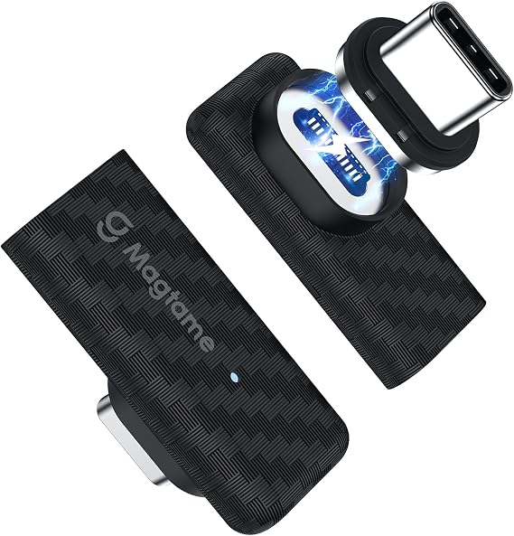 2Pack 240W Magnetic USB C Right Angle Adapter, 24-Pin 90USB-C Extender with Carbon Fiber Plastic Shell, Dust-Proof 40Gbps Fast Charging & 4K Video for Laptop, iPhone 17/16, USB4 Device Black