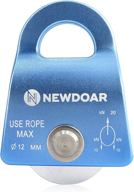 NewDoar Micro Mobile Single Pulley,20kN(4500 lb) Max Rope 1/2in for Rigging Arborist Climbing Rescue,CE Certified