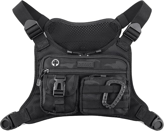 DEYACE Chest Bag For Men, Tactical Chest Pack With Built-In Phone Holder