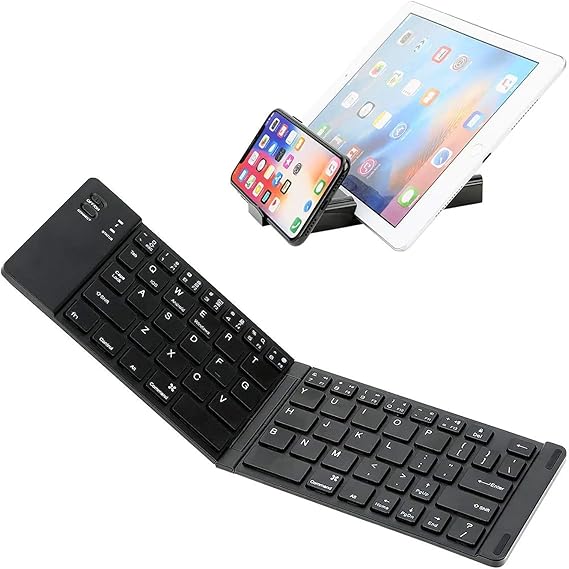 Wireless Bluetooth Keyboard Compatible with Huawei Mate 60 Pro+ Built-in Phone Holder/Stand-Ultra Slim Folding Rechargeable Full Size Keyboard!