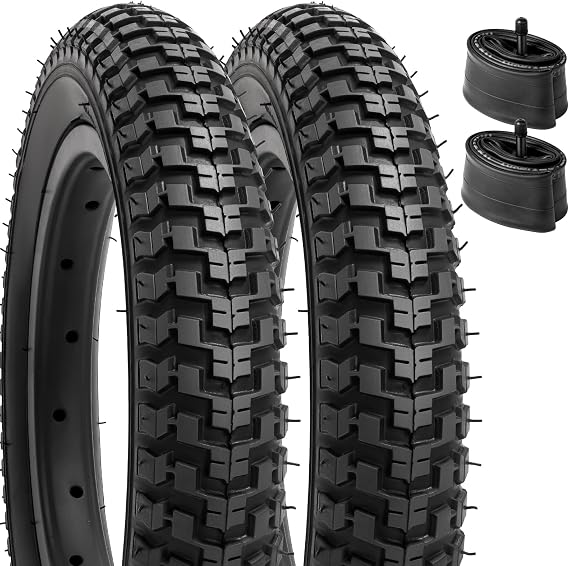 YUNSCM 2-PCS 12.5" Kid Bike Tires 12 12 x 2 14 (57-203) and 12/12.5" Bike Tubes Schrader Valve Compatible with 12.5 x 2.25 12 1/2 x 2 1/4 Bike Bicycle Tires and Tubes (Y-558)
