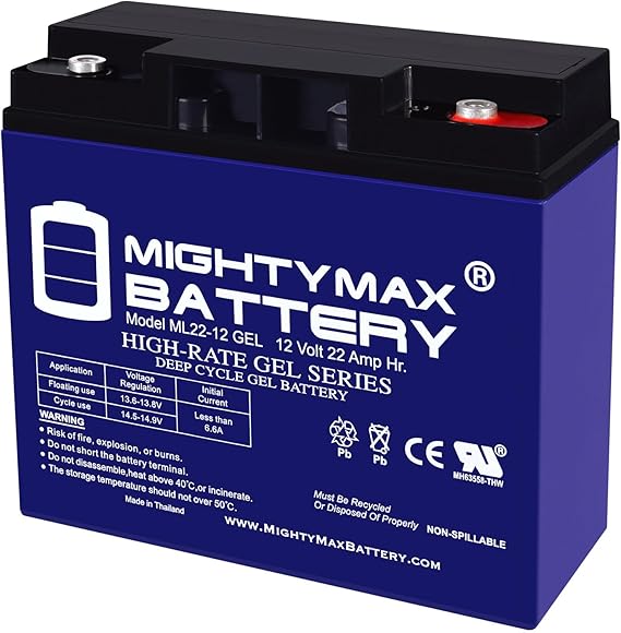 Mighty Max Battery 12V 22Ah GEL Battery Replaces Ritar RT12220EVX