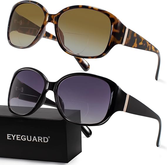 EYEGUARD 2 Pack Bifocal Reading Sunglasses for Women Sun Readers