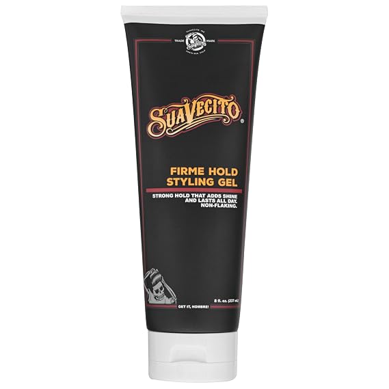 Suavecito Firme (Strong) Hold Styling Gel 8 oz -Original Scent, High Shine - Alcohol Free - Won't Dry or Flake, Lasts All Day, Works On All Hair Types And Textures
