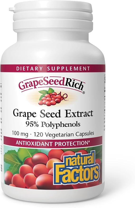 Natural Factors, GrapeSeedRich Grape Seed Extract, Antioxidant Support for Healthy Inflammatory Response, 120 Capsules