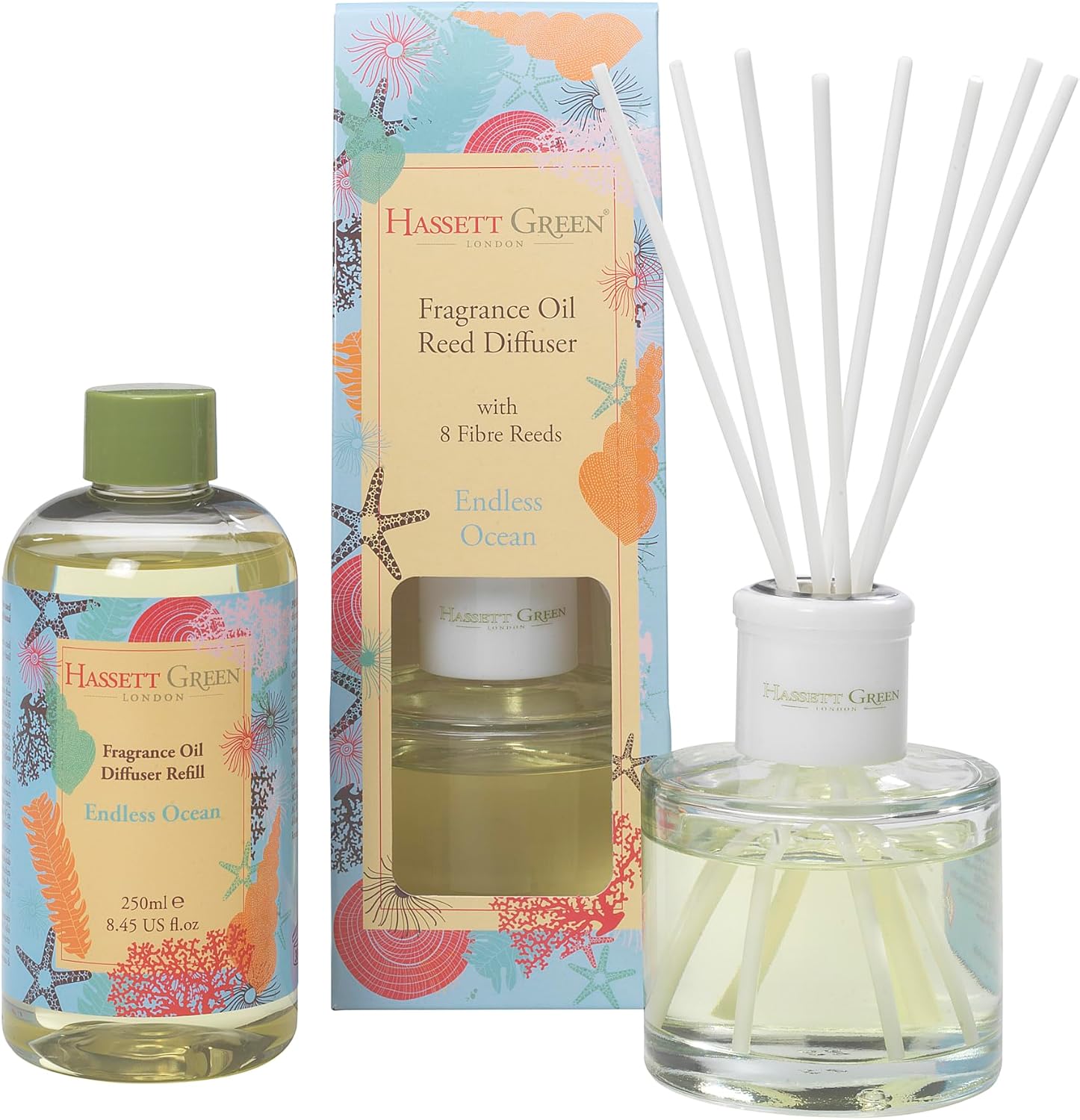 Hassett Green London - Endless Ocean - Reed Diffuser and Refill Combination Set