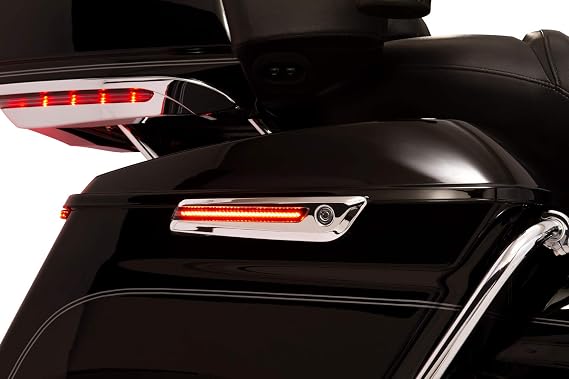 Ciro LED Lighted Saddlebag Hinge Covers Chrome with Smoke Lens