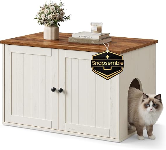 SONGMICS HOME Toolless Assembly Litter Box Enclosure, Cat House