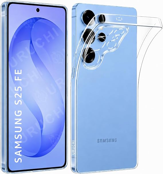 URUCHI Crystal Şeffaf Kılıf Samsung S25 FE için, [Sararma Önleyici] [Kamera Koruma] [Askeri Sınıf Düşme Testi] Şeffaf Şok Geçirmez Koruyucu Yumuşak Silikon İnce Kapak
