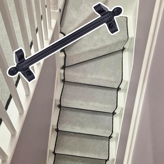 Stair Rods Polished Black Stair Runner Rods, 26/28/ 32/36/ 40/50 Inch Brass Stair Rods for Carpet Runners, 13 Mm Tubular Stair Carpet Rods, Electroplated(13pcs,76cm(30in))