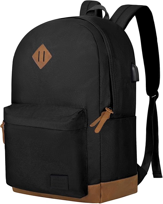 Goloni Backpack for Men Women,Travel Laptop Backpack, Water Resistant 17.3 Inch USB Charging Backpack, Large Capacity Work Commute Bag,Black
