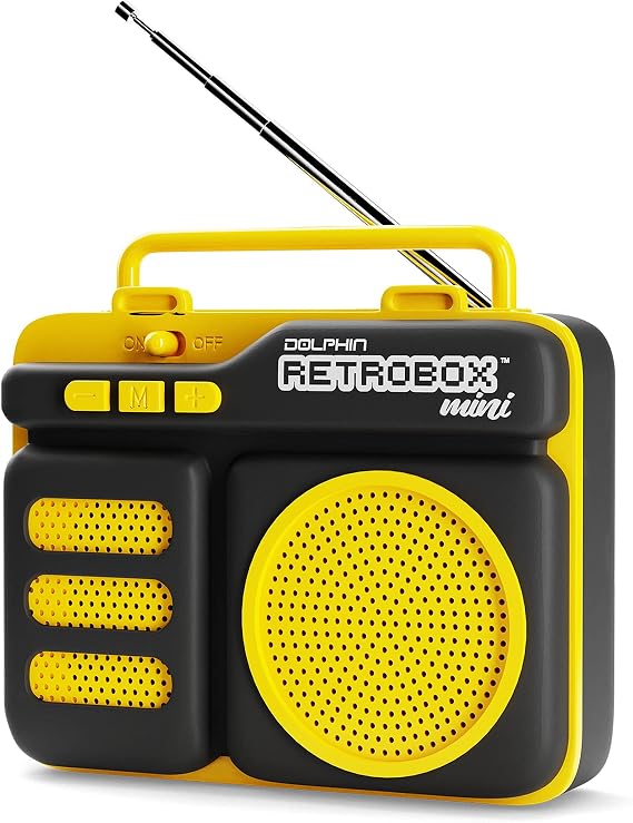 Dolphin Retrobox Mini Portable Bluetooth Speaker, Yellow